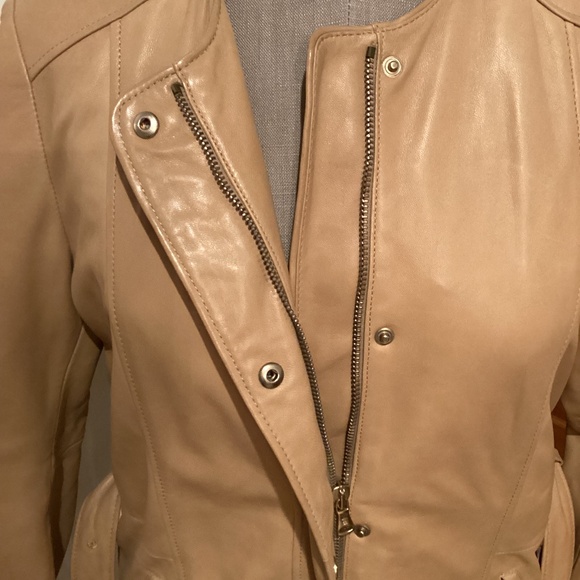 Massimo Dutti Tan Leather Jacket, Tagged large fits medium - Picture 5 of 15